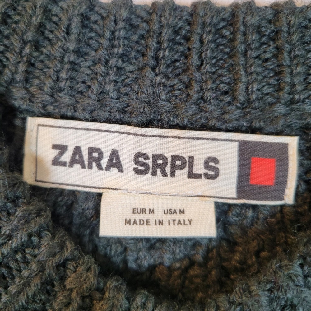 Zara Surplus Womens Chunky Knit Military Amulet Sweater Dress Size Medium Green - Picture 11 of 11